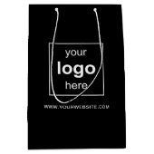 Eenvoudige Zwarte Promotionele Zakelijke Logo Medium Cadeauzakje (Voorkant)