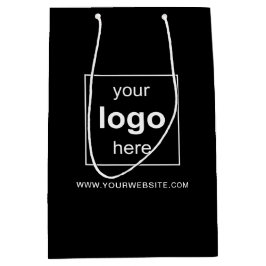 Eenvoudige Zwarte Promotionele Zakelijke Logo Medium Cadeauzakje