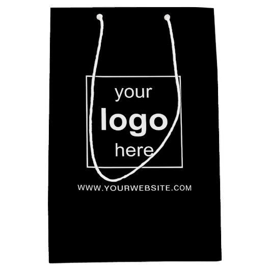 Eenvoudige Zwarte Promotionele Zakelijke Logo Medium Cadeauzakje (Voorkant)