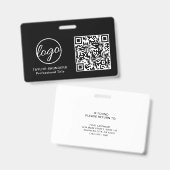 Eenvoudige Zwarte QR-code Personeels-ID Badge (Voor- en achterkant)