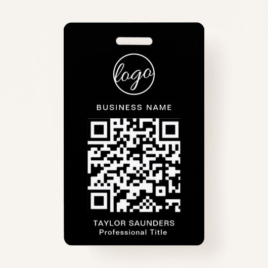 Eenvoudige, zwarte QR-code, werknemer-ID Badge (Voorkant)