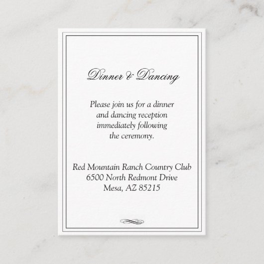 Eenvoudige zwarte rand bruiloft behuizing informatiekaartje (Voorkant)