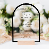 Eenvoudige Zwarte Rand Script Wedding Arch Acryl Uitnodigingen