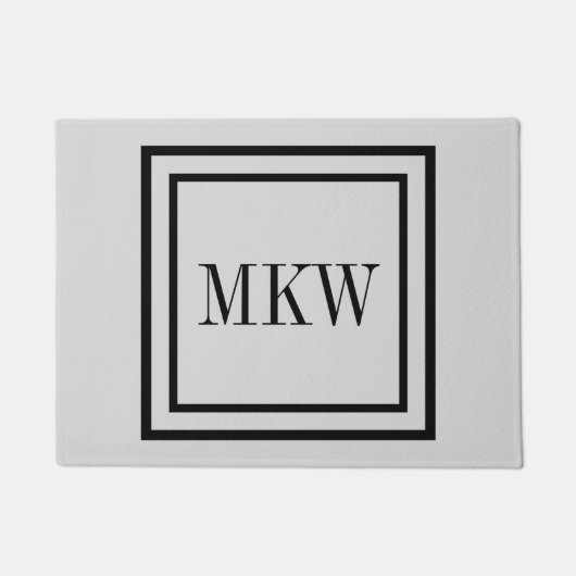 Eenvoudige zwarte rand, volledig 3-inch monogram i deurmat (Voorkant)