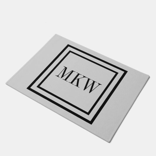 Eenvoudige zwarte rand, volledig 3-inch monogram i deurmat (Schuin)