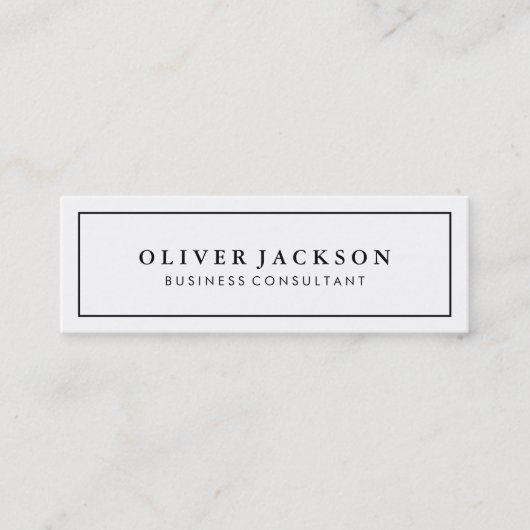 Eenvoudige zwarte rand witte minimalistisch mini visitekaartje (Voorkant)