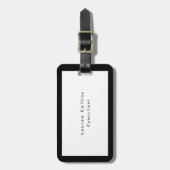 Eenvoudige zwarte rand Witte minimalistische moder Bagagelabel (Voorkant verticaal)