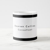 Eenvoudige zwarte rand Witte minimalistische moder Grote Koffiekop (Voorkant)