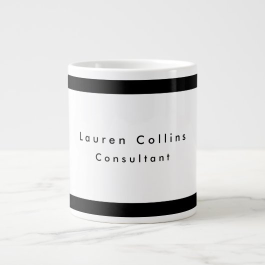 Eenvoudige zwarte rand Witte minimalistische moder Grote Koffiekop (Voorkant)