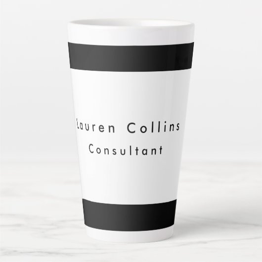 Eenvoudige zwarte rand Witte minimalistische moder Latte Mok (Voorkant)