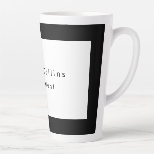 Eenvoudige zwarte rand Witte minimalistische moder Latte Mok (Rechts)