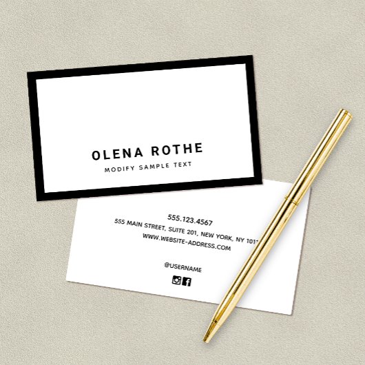 Eenvoudige zwarte rand, witte rand contactkaartje