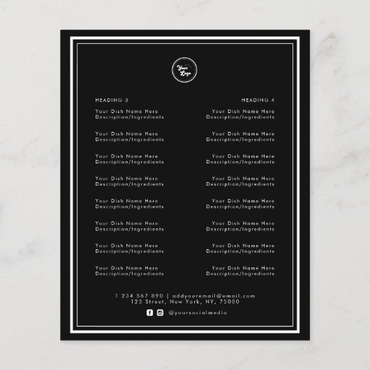 Eenvoudige Zwarte Randlijst Restaurant Cafe Afhaal Flyer (Achterkant)