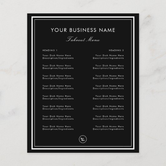 Eenvoudige Zwarte Randlijst Restaurant Cafe Afhaal Flyer (Voorkant)