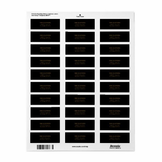 Eenvoudige zwarte retouradres-labels etiket (Full Sheet)
