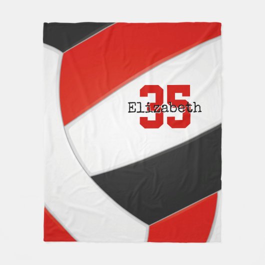 Eenvoudige zwarte rode en witte volleybal fleece deken (Voorkant)