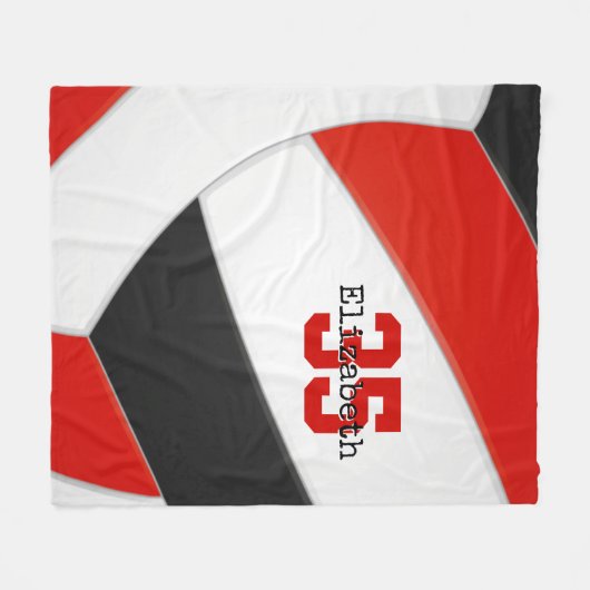 Eenvoudige zwarte rode en witte volleybal fleece deken (Voorkant (Horizontaal))