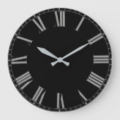 Eenvoudige zwarte romangetallen grote klok (Voorkant)