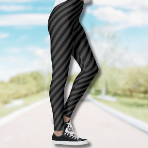 Eenvoudige Zwarte & Rookzwarte Smalle Diagonale St Leggings
