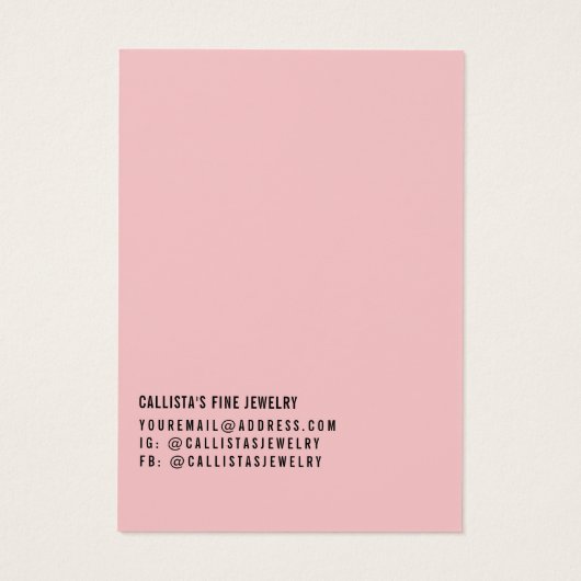 Eenvoudige zwarte roze Ketting Display Kaart (Achterkant)