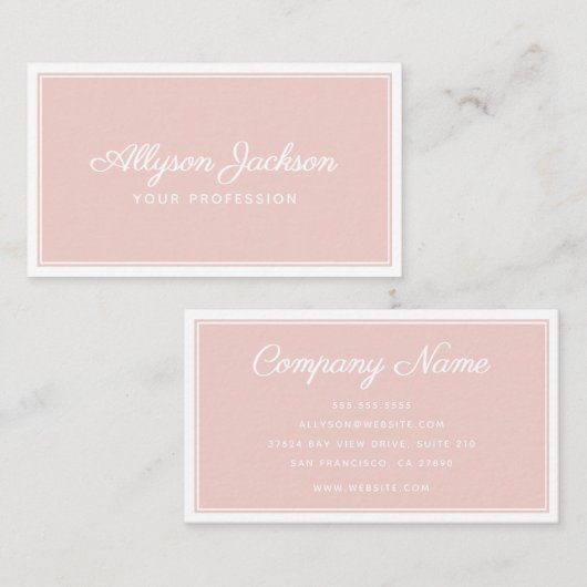 Eenvoudige zwarte roze visitekaartje (Voorkant / Achterkant)