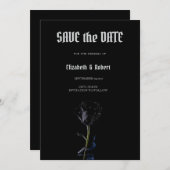 Eenvoudige Zwarte Rozen Gotische Datum Bewaren Save The Date (Voorkant / Achterkant)