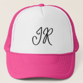 Eenvoudige Zwarte Script Monogram Meisjes Avond Trucker Pet (Voorkant)