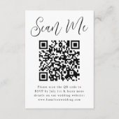 Eenvoudige Zwarte Script QR Code Huwelijksreactie Informatiekaartje (Voorkant)