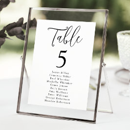 Eenvoudige Zwarte Script Tafelnummer Stoelenkaart