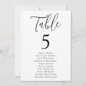 Eenvoudige Zwarte Script Tafelnummer Stoelenkaart (Achterkant)