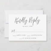 Eenvoudige Zwarte Script Trouw  RSVP Kaartje (Voorkant)