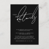 Eenvoudige Zwarte Script Typografie Trouwdetails Informatiekaartje (Voorkant)