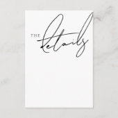 Eenvoudige Zwarte Script Typografie Trouwdetails Informatiekaartje (Achterkant)