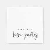 Eenvoudige zwarte scriptnaam Hen Party Napkins Servet (Voorkant)