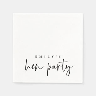 Eenvoudige zwarte scriptnaam Hen Party Napkins Servet