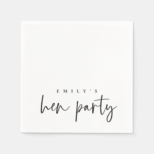 Eenvoudige zwarte scriptnaam Hen Party Napkins Servet (Voorkant)