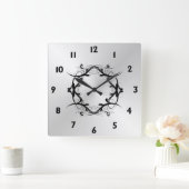 Eenvoudige zwarte scroller met zilver vierkante klok (Huis)