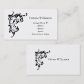 Eenvoudige zwarte scrollornament Professional Visitekaartje (Voorkant / Achterkant)