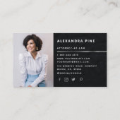 Eenvoudige zwarte Silver Line Corporate Photo Busi Visitekaartje (Achterkant)