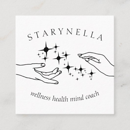 Eenvoudige zwarte sterren energie handen Reiki the Vierkante Visitekaartje (Voorkant)