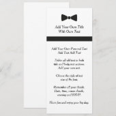 Eenvoudige Zwarte Stropdas Bow Stropdas Uitnodigin Kaart (Voorkant / Achterkant)