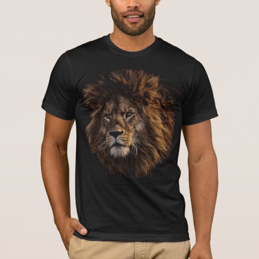 Eenvoudige zwarte T-Shirt Mannen van Lion Face (Voorkant)