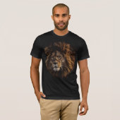 Eenvoudige zwarte T-Shirt Mannen van Lion Face (Voorkant volledig)