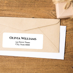 Eenvoudige zwarte tekst in elegant wit aanpassen etiket