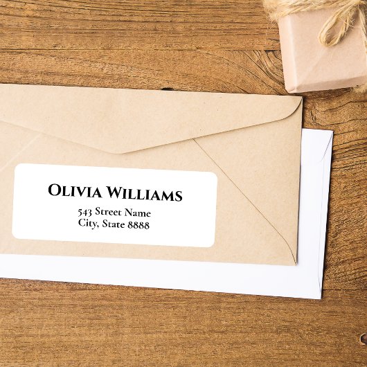 Eenvoudige zwarte tekst in elegant wit aanpassen etiket