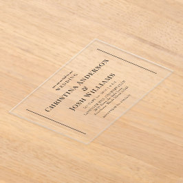 Eenvoudige Zwarte Tekst Trouw  Acryl Uitnodigingen