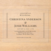 Eenvoudige Zwarte Tekst Trouw  Acryl Uitnodigingen (Voorkant)