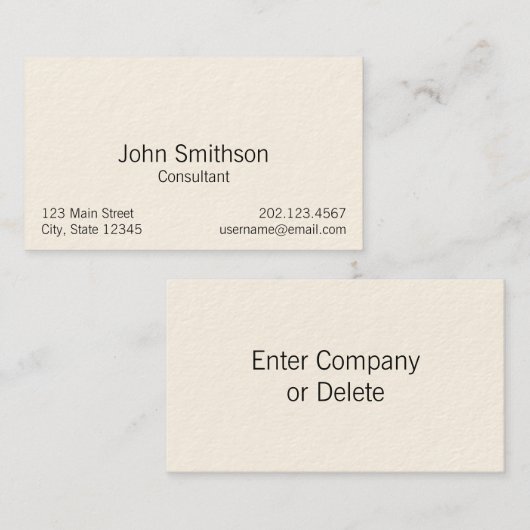 Eenvoudige zwarte-tekstSjabloon Visitekaartje (Voorkant / Achterkant)