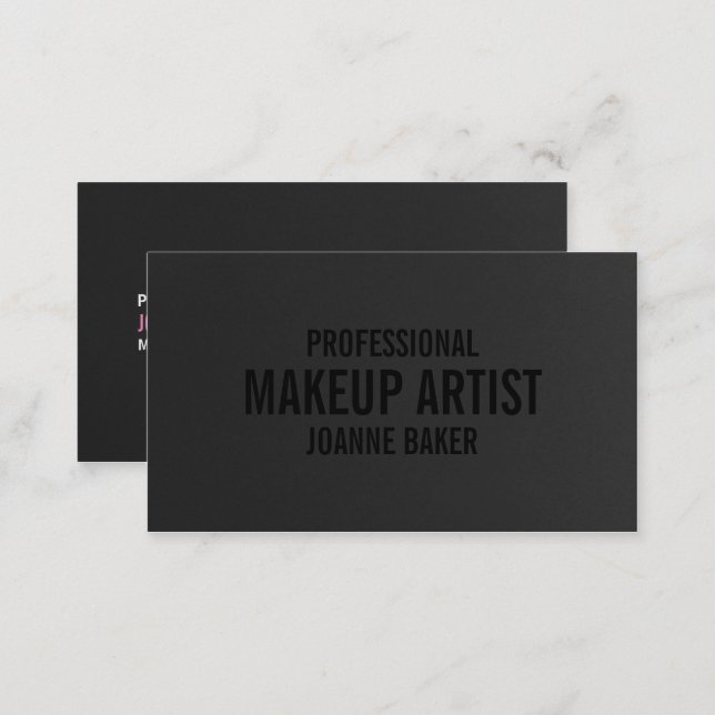 Eenvoudige zwarte textuur elegant make-up kunstena visitekaartje (Voorkant / Achterkant)