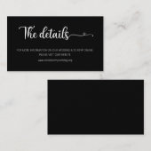 Eenvoudige Zwarte Trouwdetails Website Enclosure Informatiekaartje (Voorkant / Achterkant)